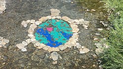 Land art planète-tortue aquatique